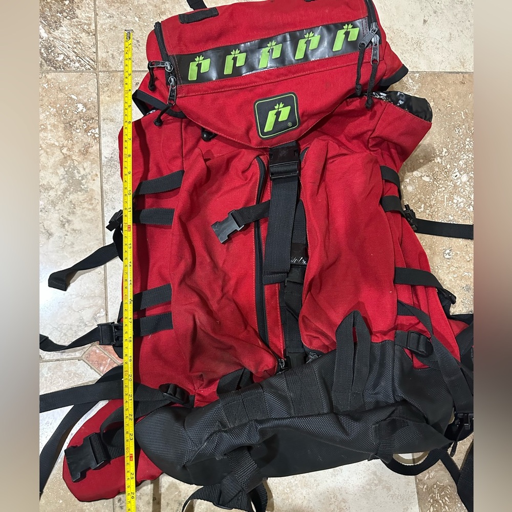 Red Backpacking Backpack With 4 Pockets, Internal… - image 1